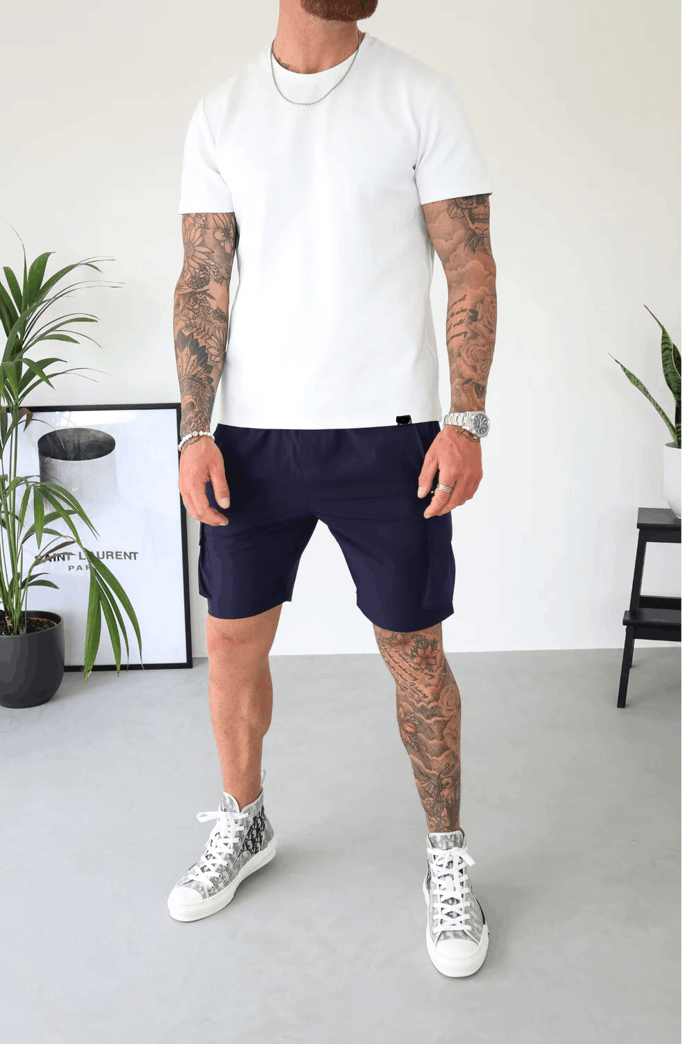 CARGO SHORTS FOR MEN Blue Slim Fit