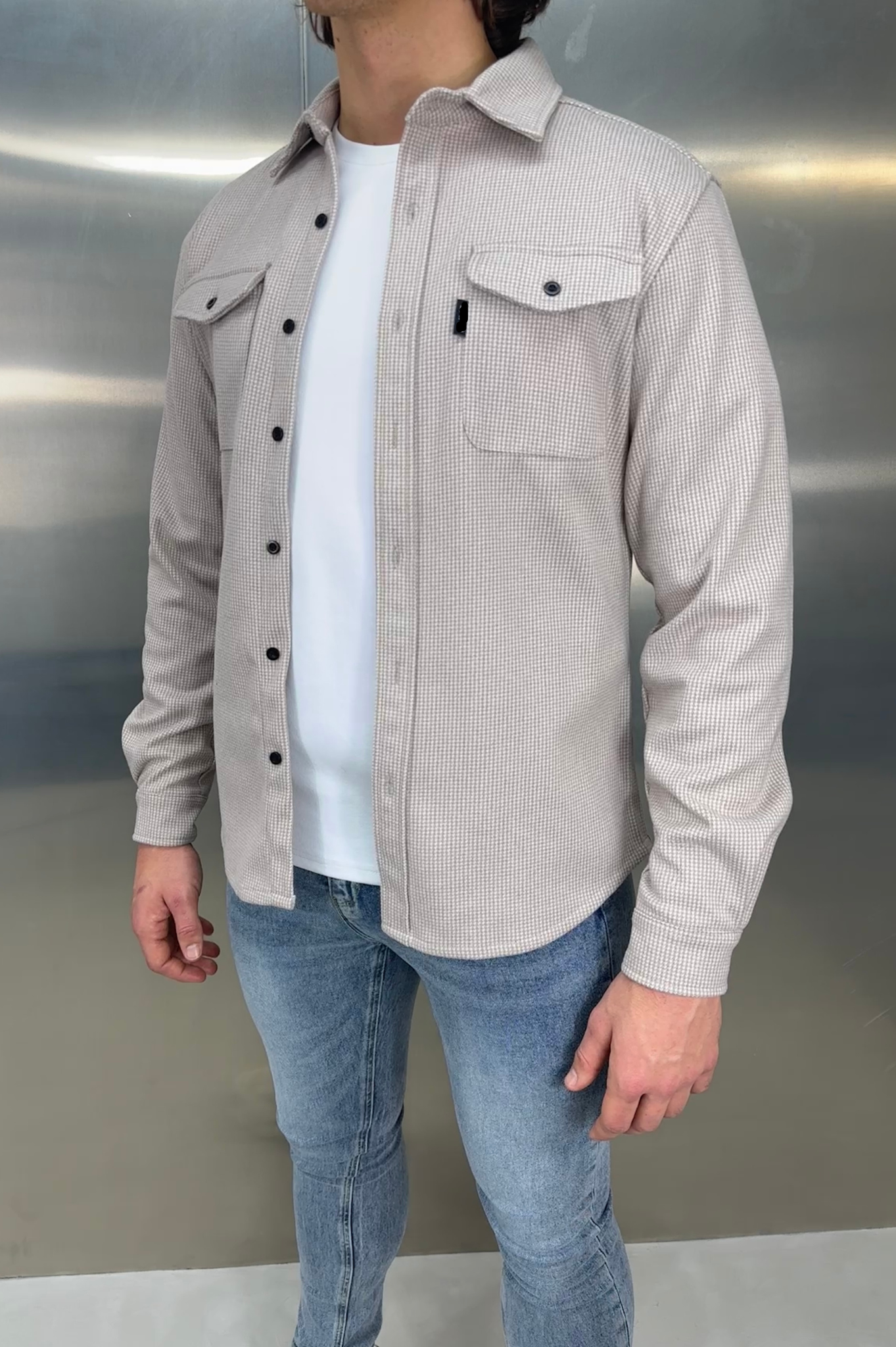 Laurent Garde OVERSHIRT Houndstooth - Stone