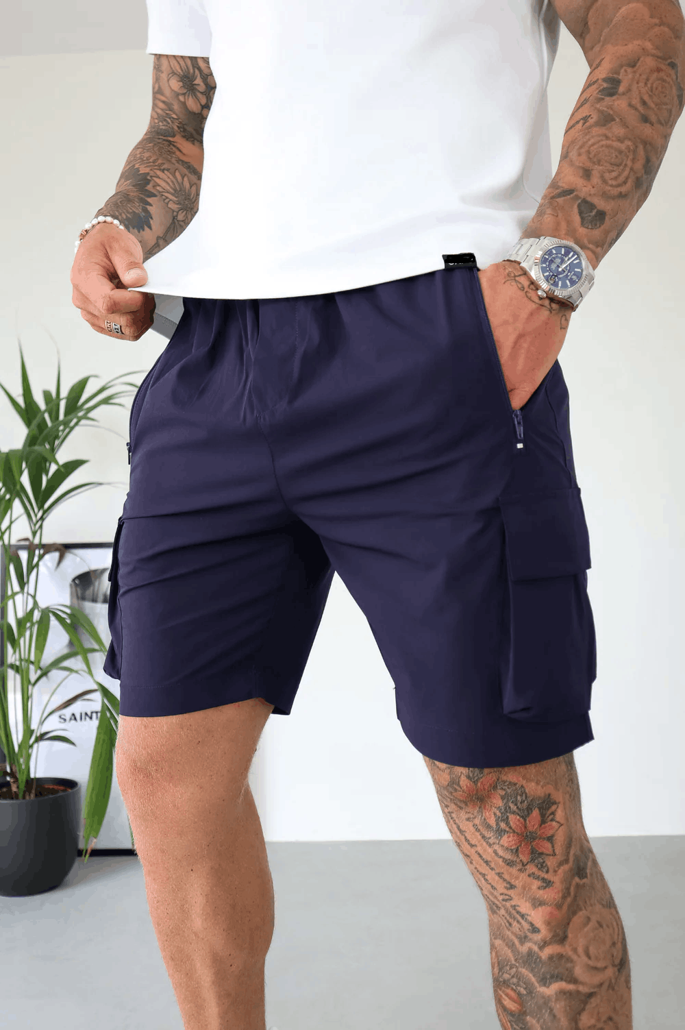 CARGO SHORTS FOR MEN Blue Slim Fit