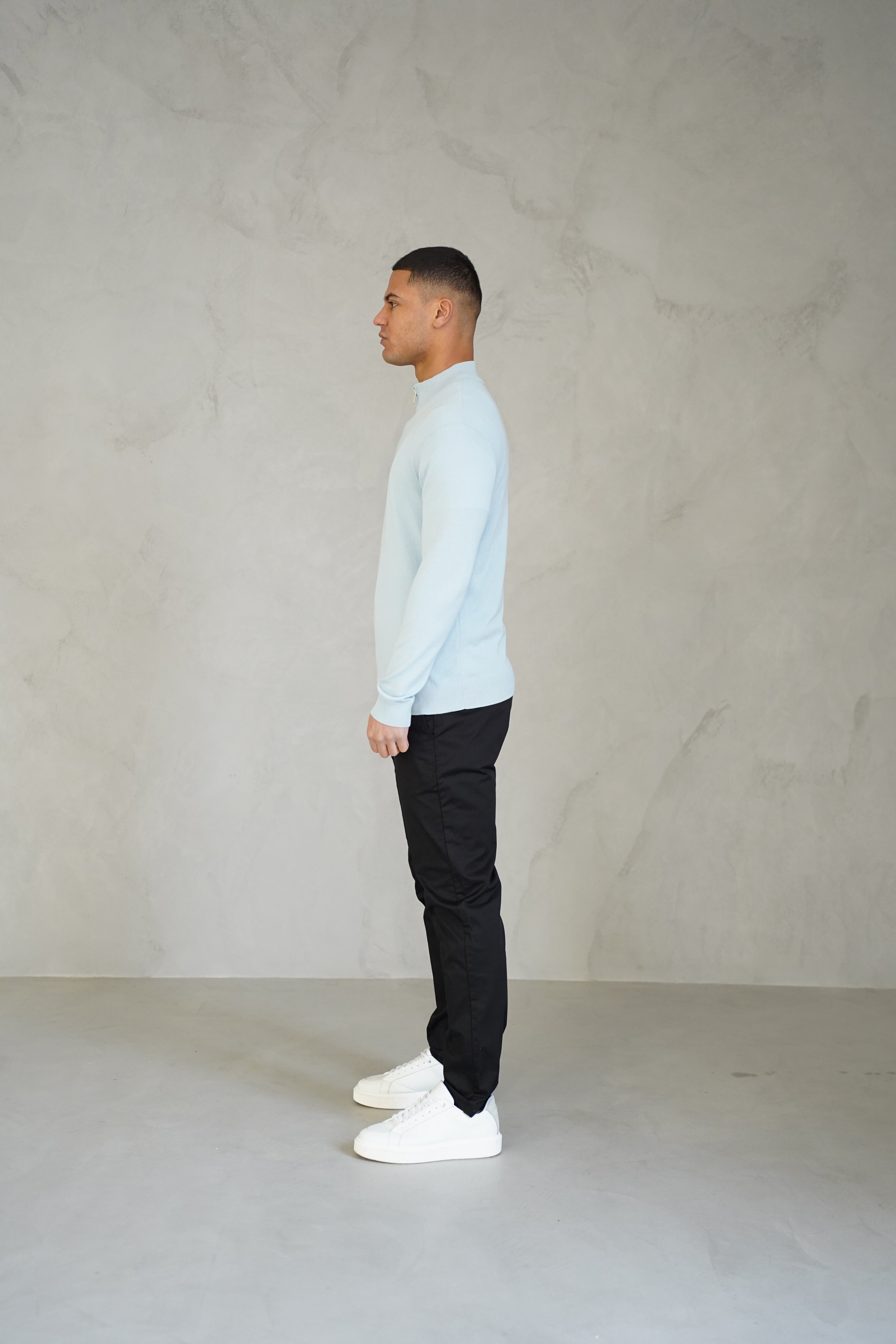 LG Egyptian Cotton 1/4 Zip Top - Sky Blue
