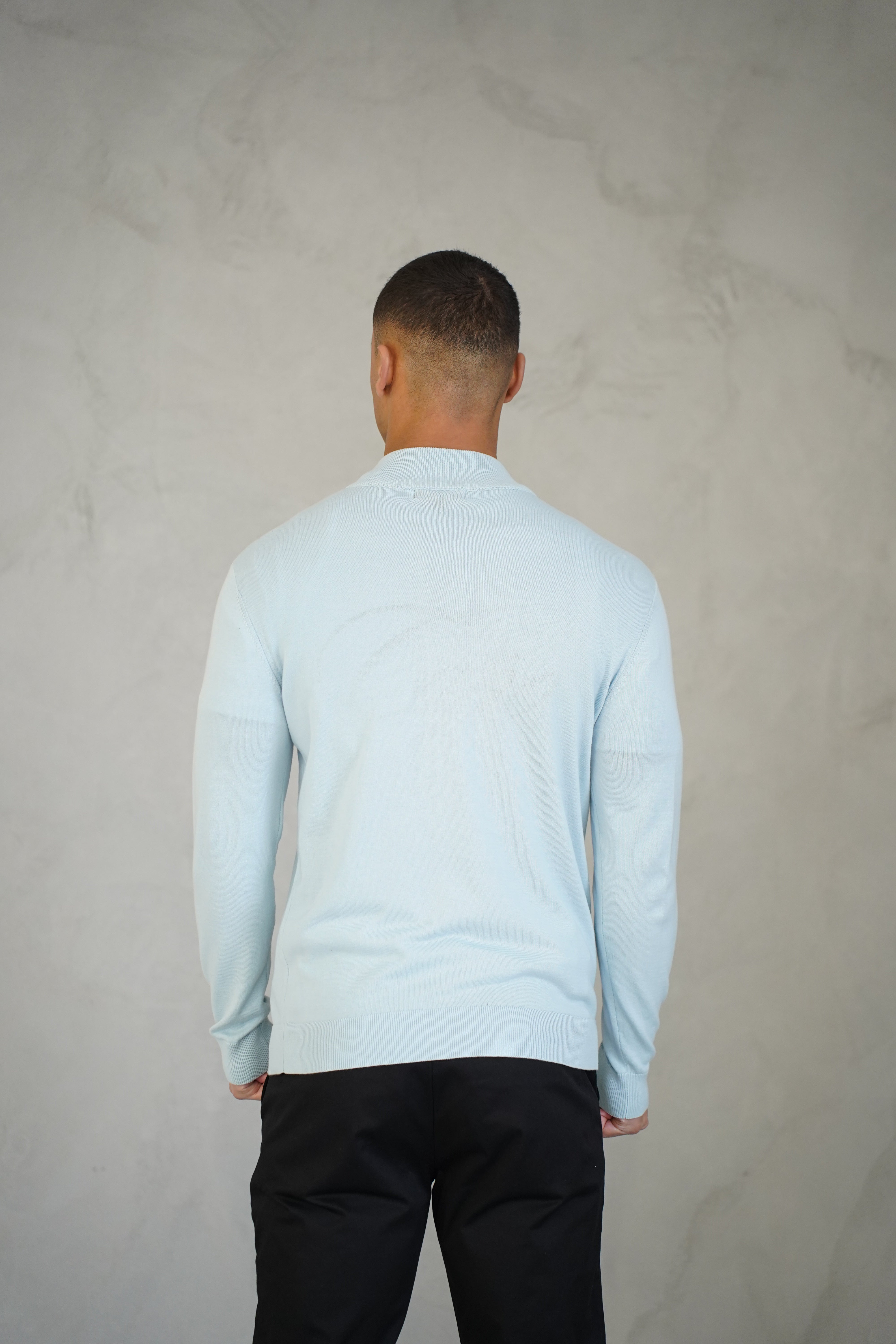 LG Egyptian Cotton 1/4 Zip Top - Sky Blue