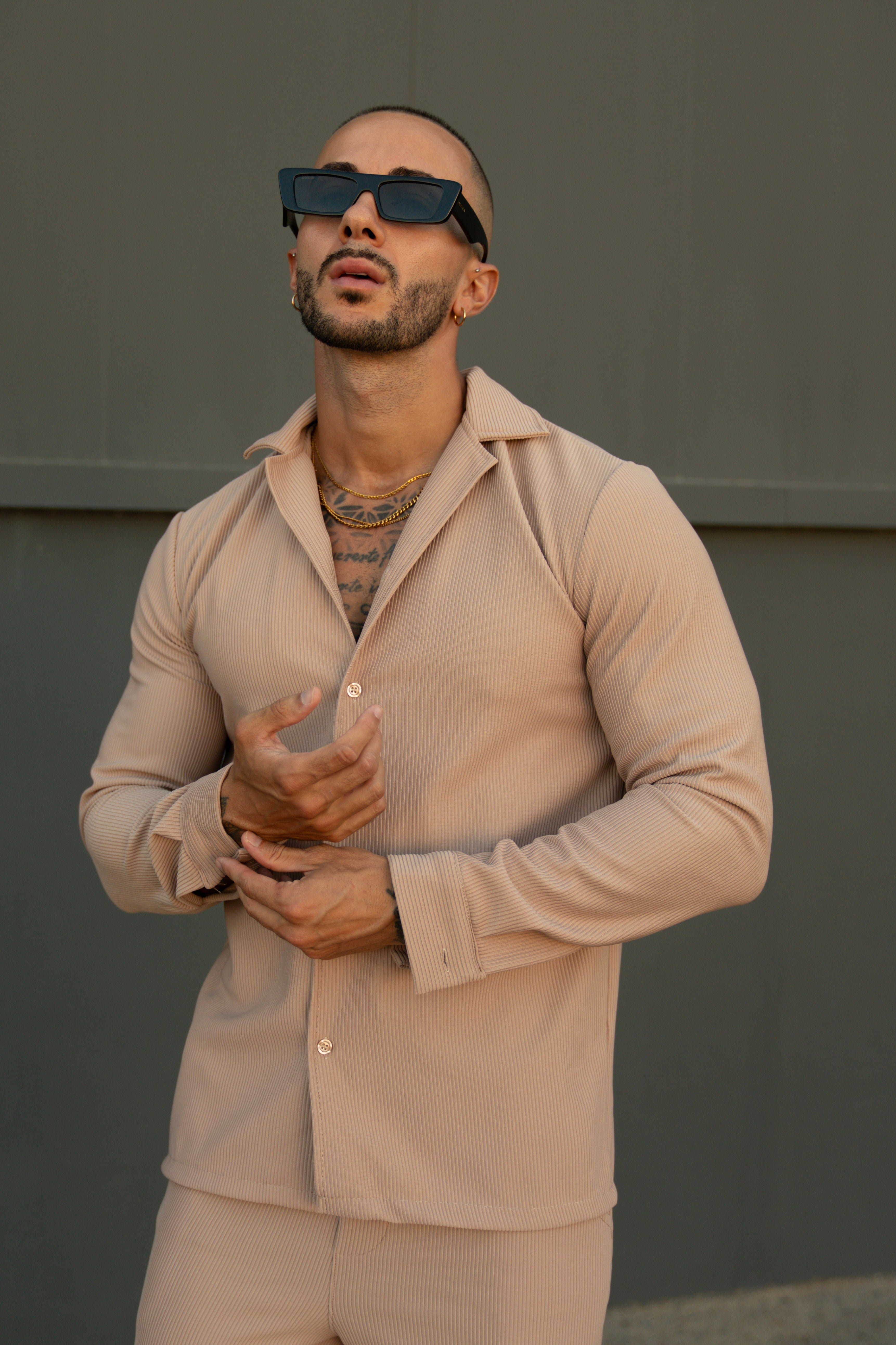 Marba Set: Shirt and Trousers – Beige