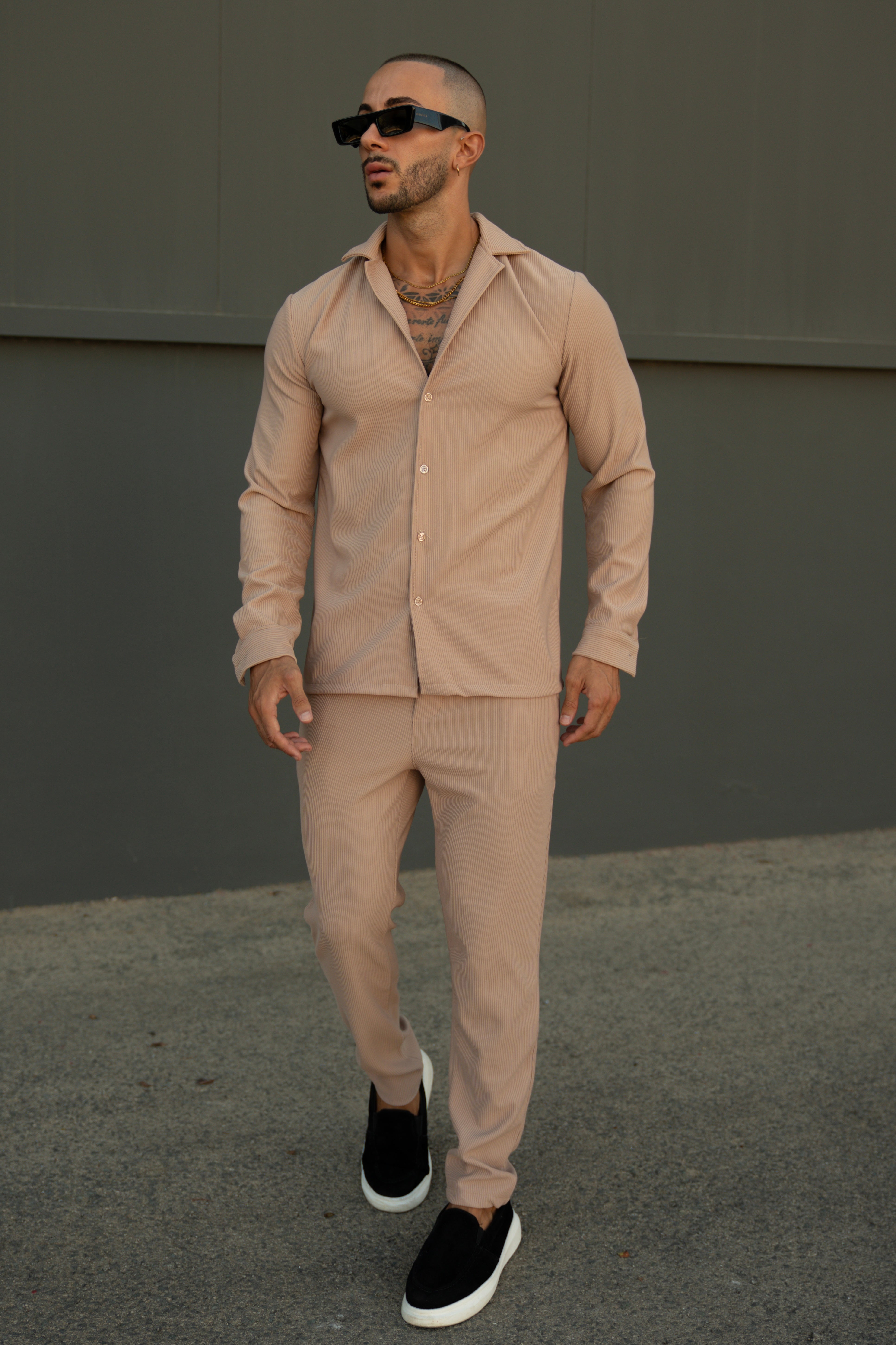 Marba Set: Shirt and Trousers – Beige
