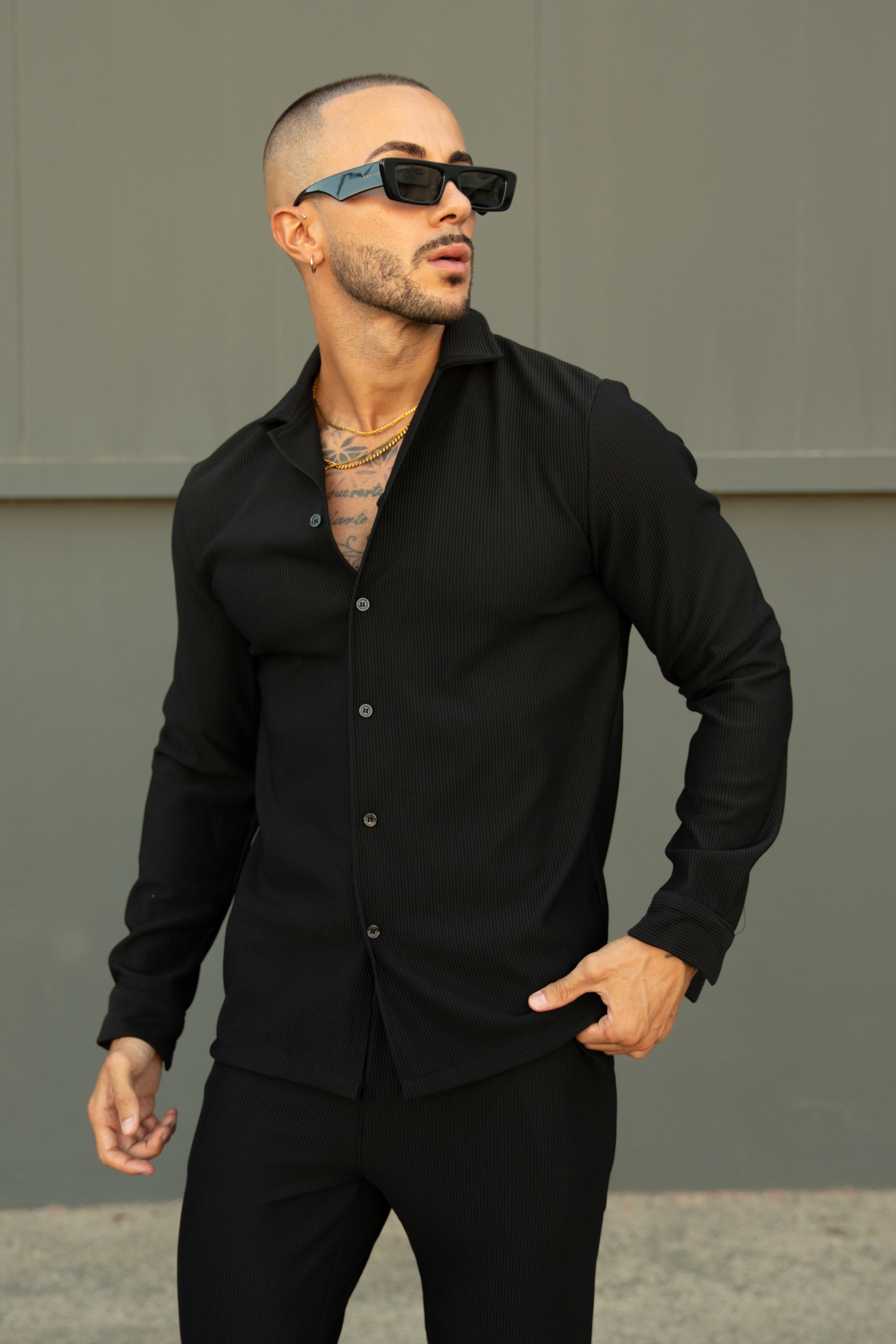 Marba Set: Shirt and Trousers – Black