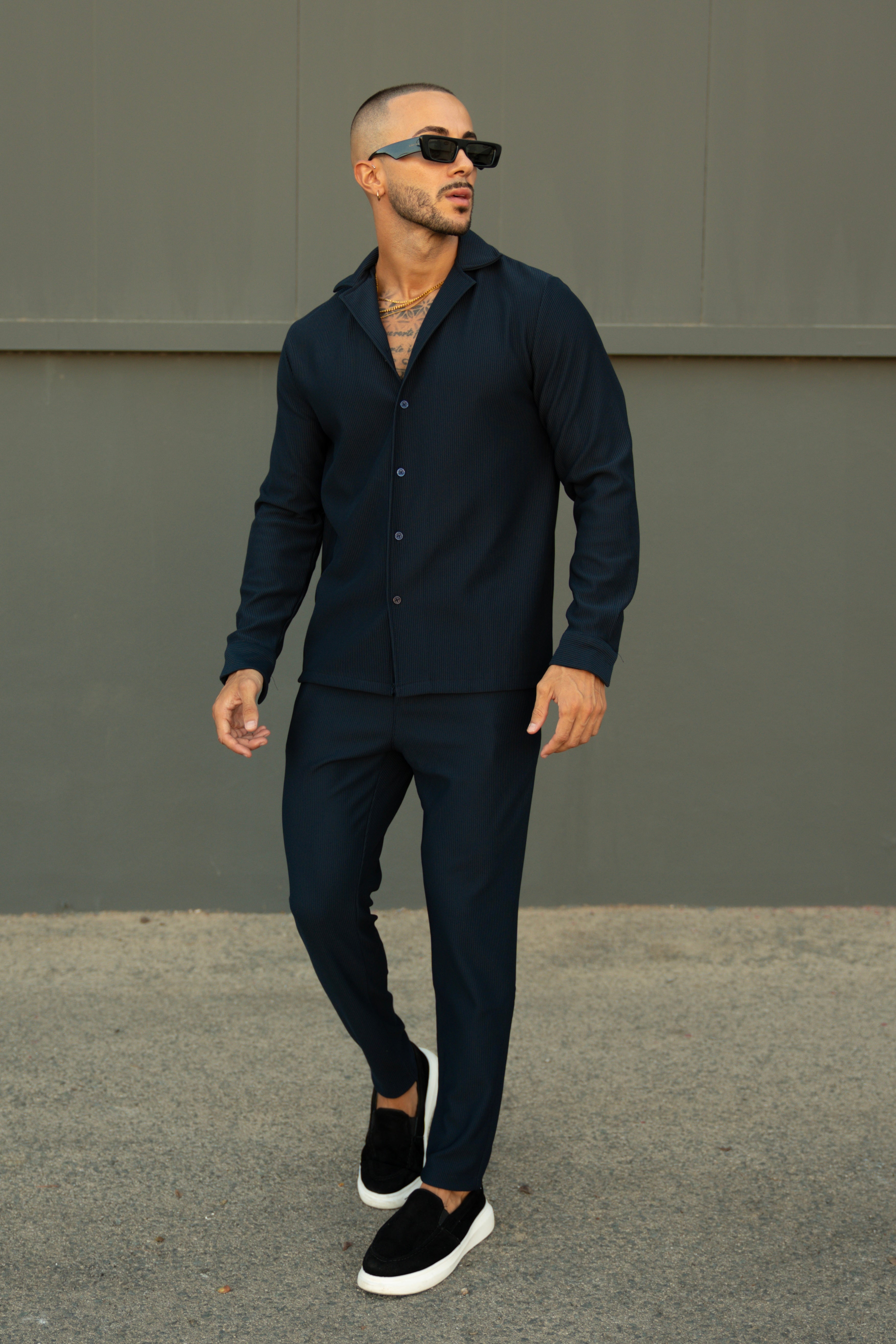 Marba Set – Shirt and Trousers – Navy Blue
