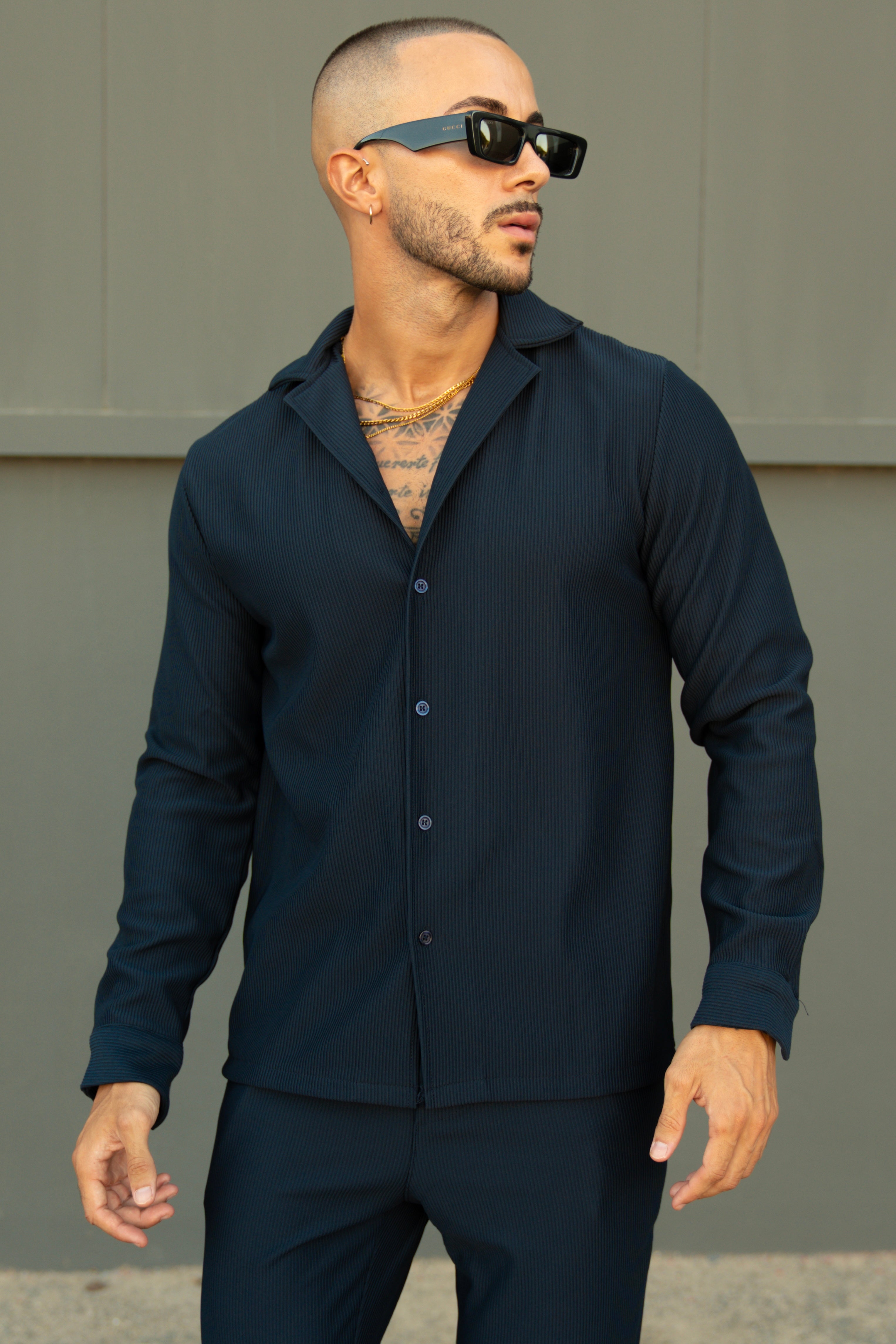 Marba Set – Shirt and Trousers – Navy Blue