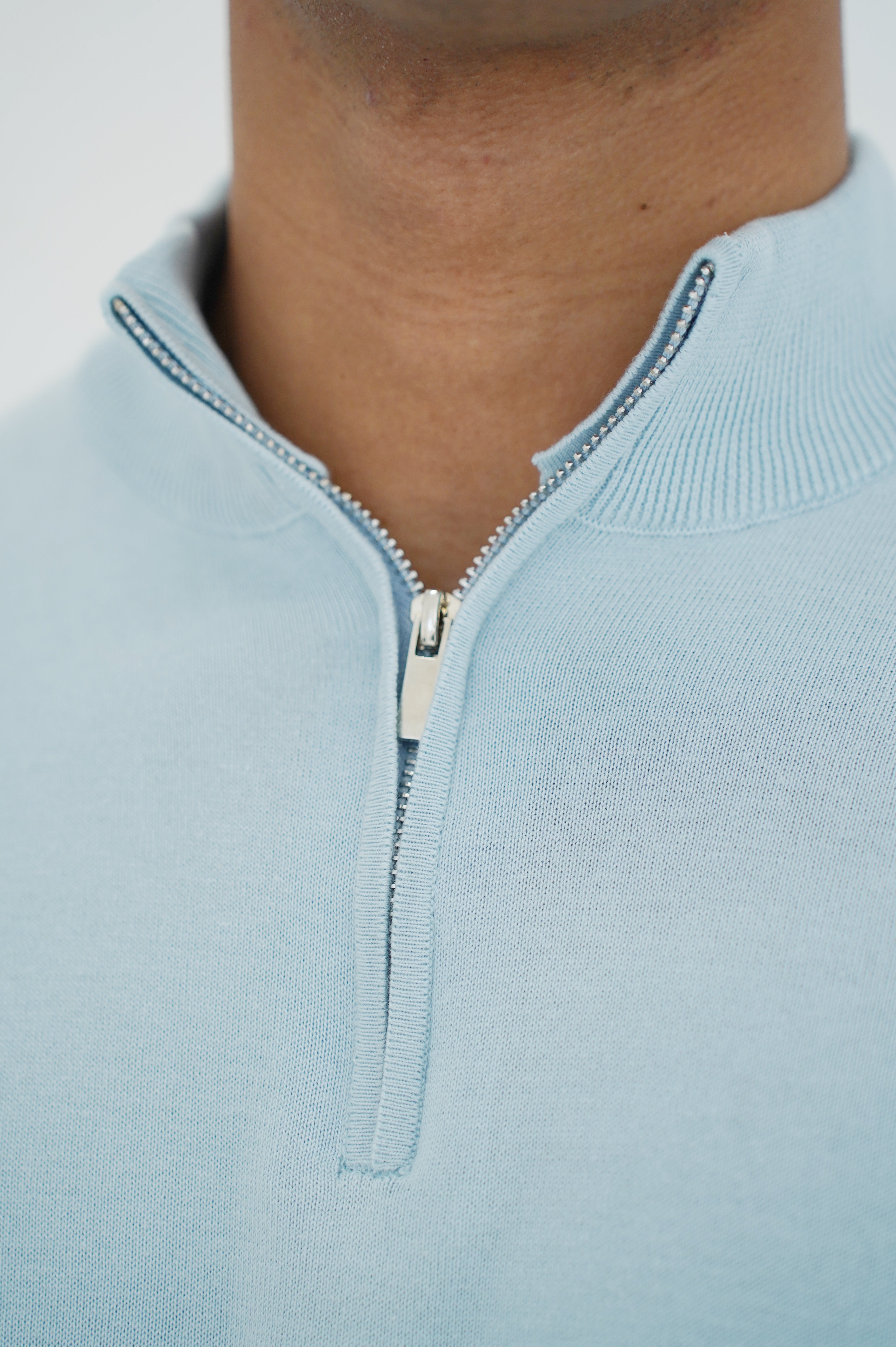 LG Egyptian Cotton 1/4 Zip Top - Sky Blue
