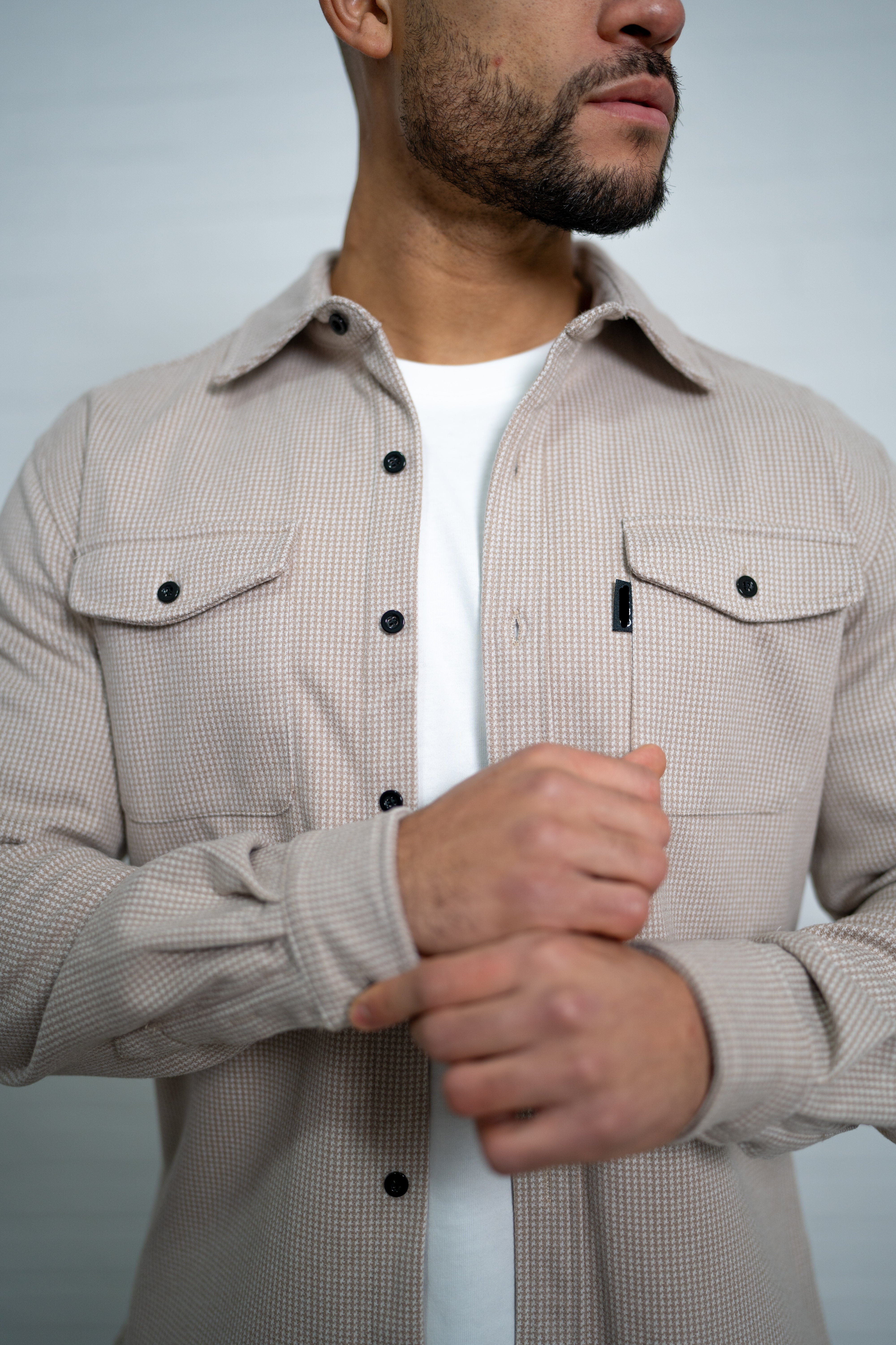 Laurent Garde OVERSHIRT Houndstooth - Stone