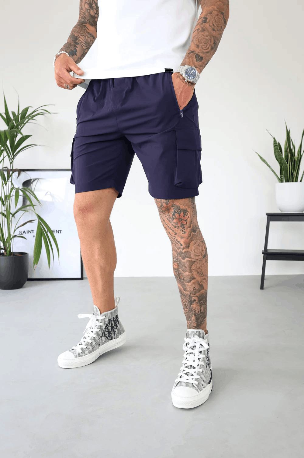CARGO SHORTS FOR MEN Blue Slim Fit