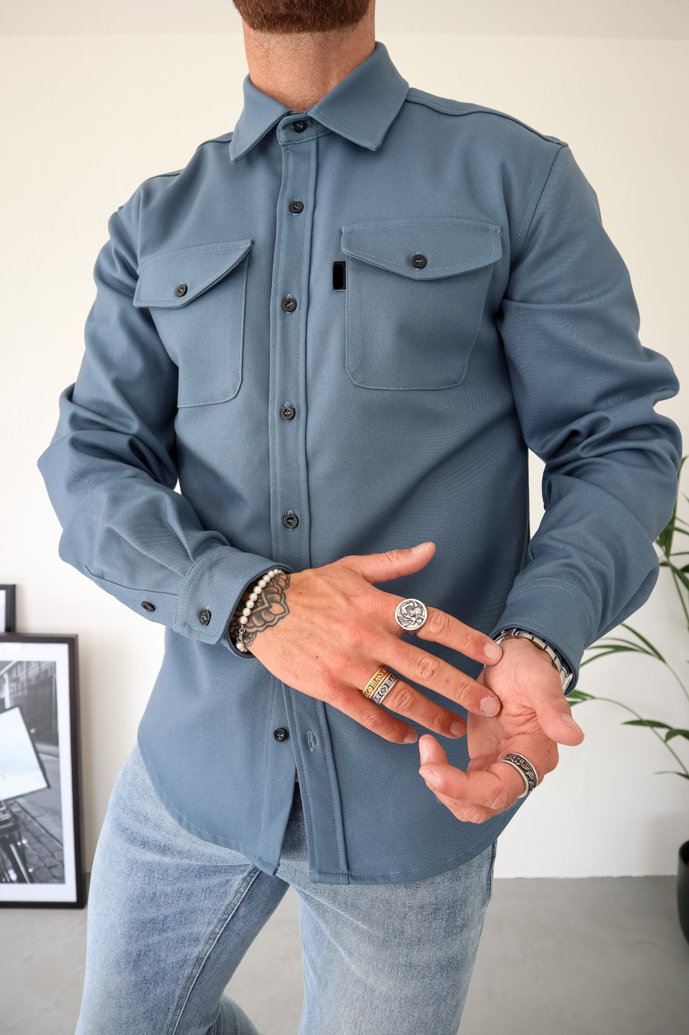 Laurent Garde  OVERSHIRT - Steel Blue