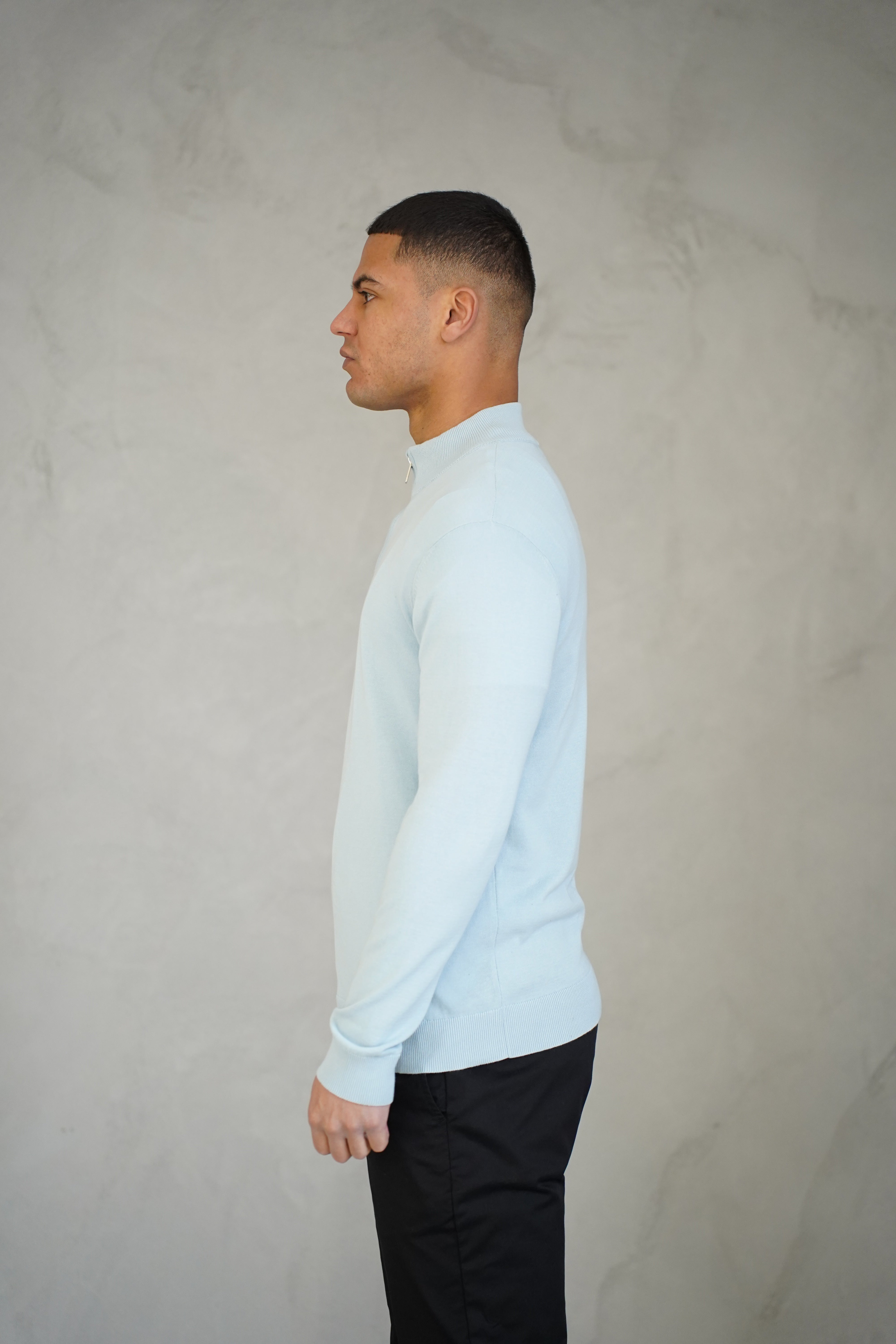LG Egyptian Cotton 1/4 Zip Top - Sky Blue