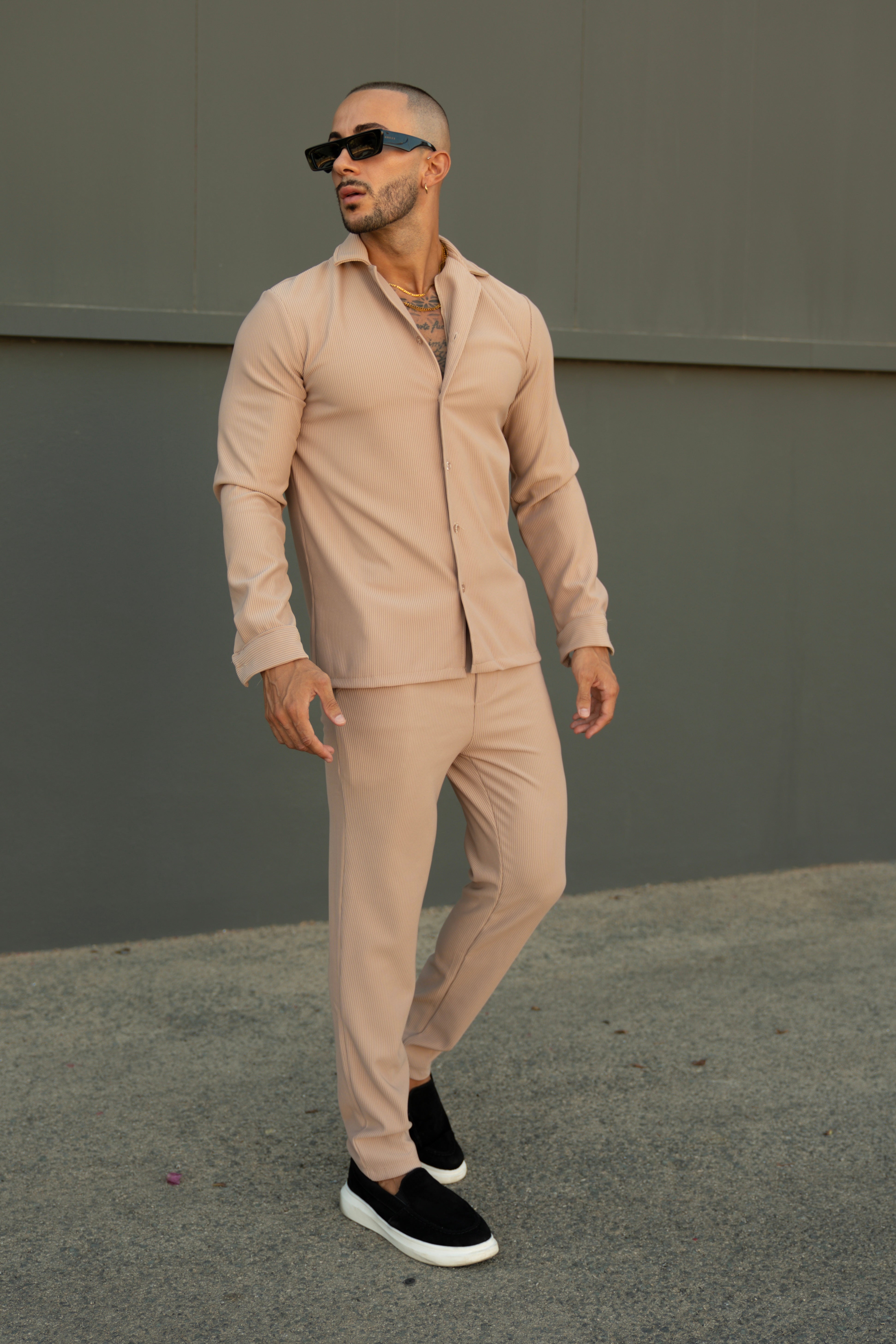 Marba Set: Shirt and Trousers – Beige