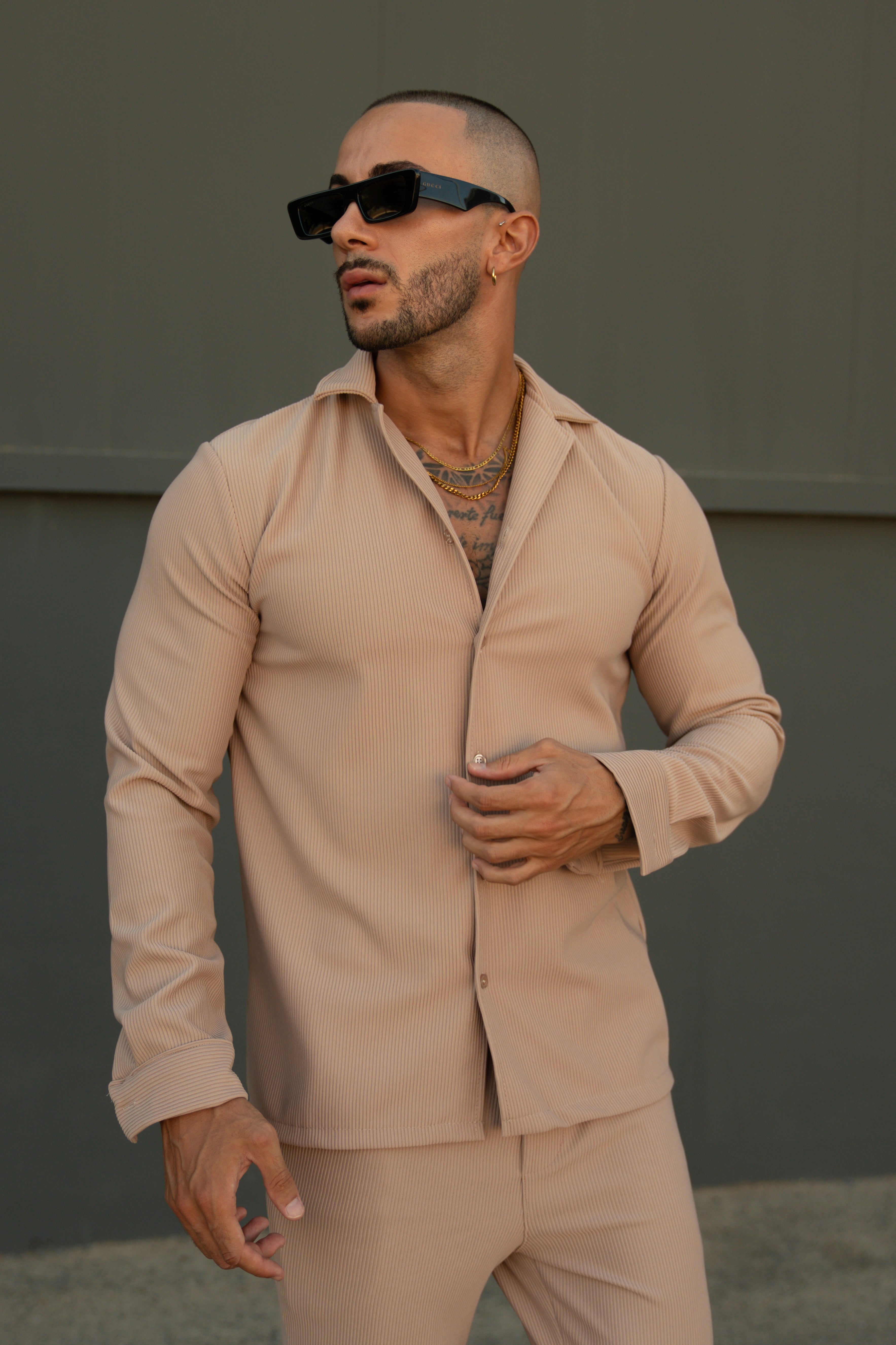 Marba Set: Shirt and Trousers – Beige